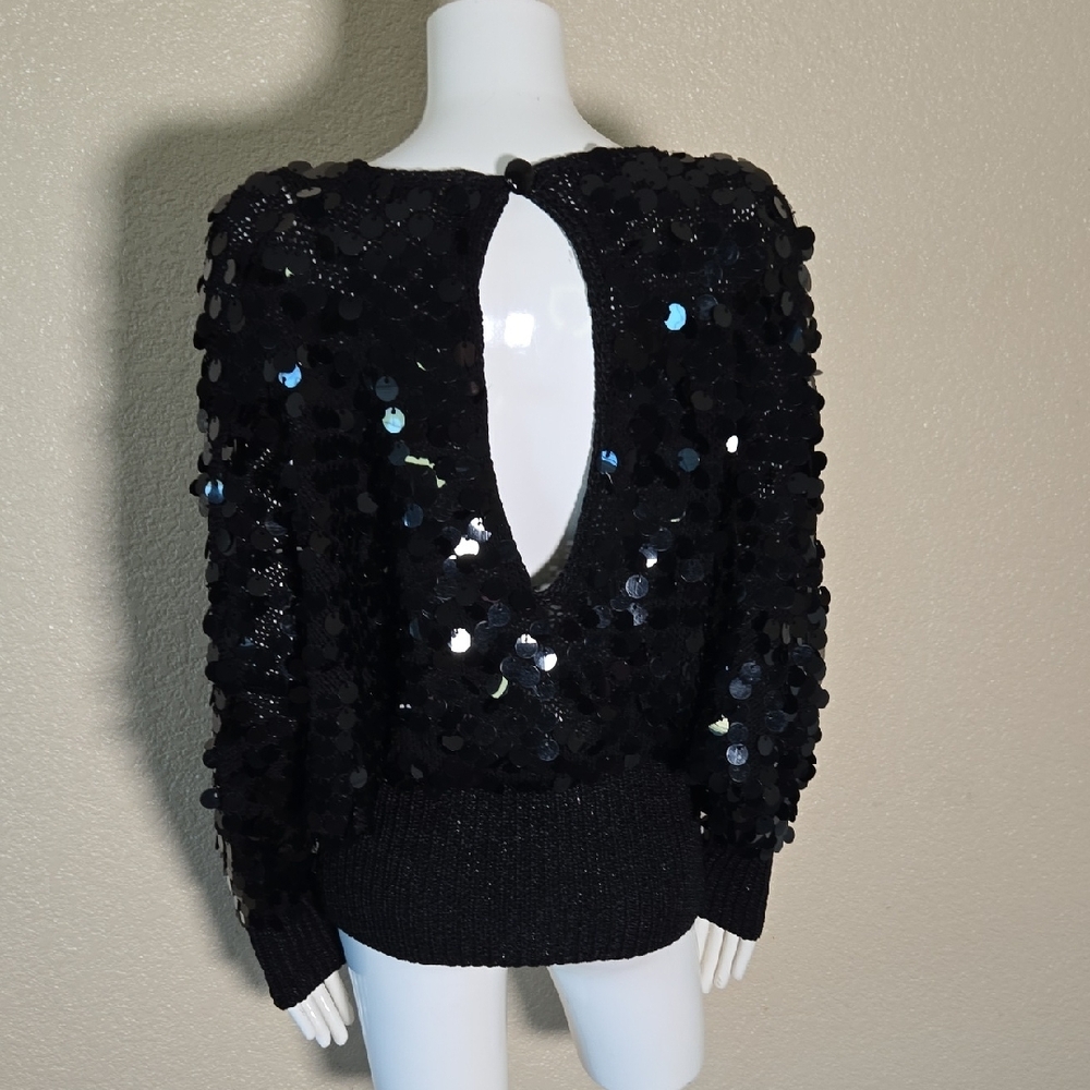 Chic Black Sequin Women's Blouse - Picture 5 of 10